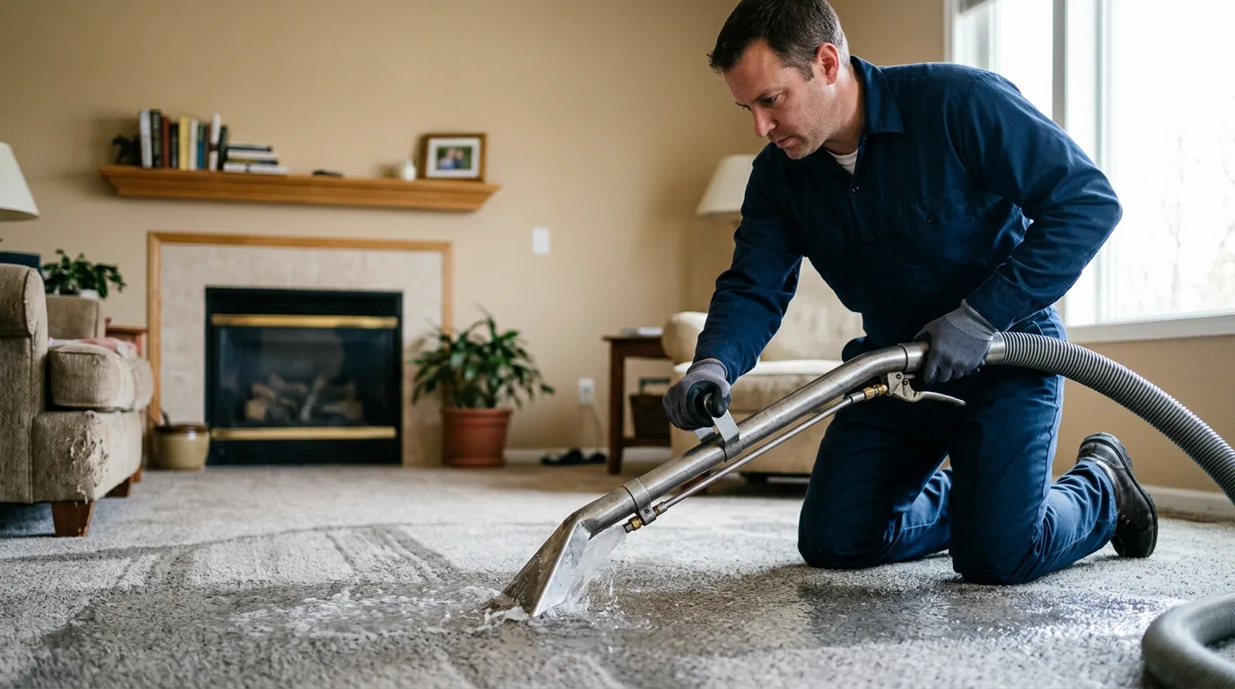 Water damage restoration technician working near Hiram, OH